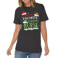 Xmas Santa's Favorite School Nurse Funny Christmas Gift Vintage T-shirt | Artistshot