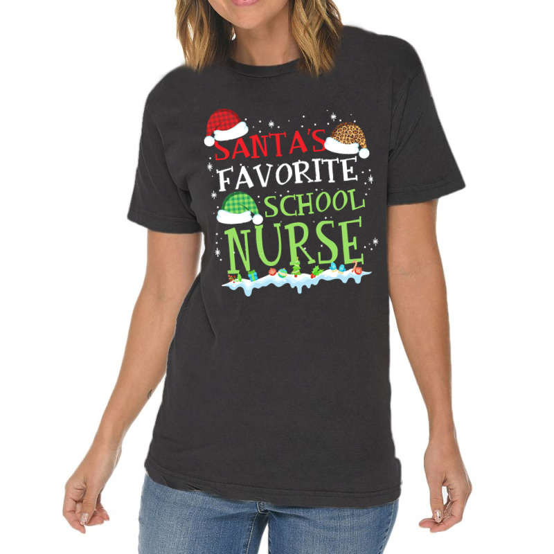 Xmas Santa's Favorite School Nurse Funny Christmas Gift Vintage T-shirt | Artistshot