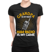 Mens Ham Radio Grandpa My Name Vintage Amateur Radio Ladies Fitted T-shirt | Artistshot