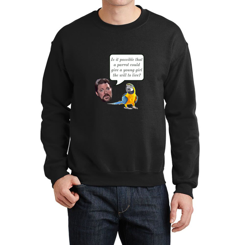 Jonathan Frakes Interrogates You A Parrot Crewneck Sweatshirt by LornaHicks | Artistshot