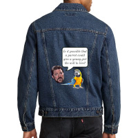 Jonathan Frakes Interrogates You A Parrot Men Denim Jacket | Artistshot