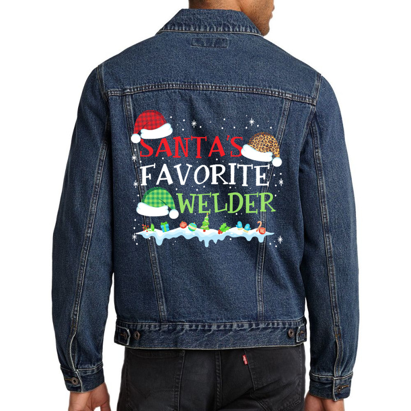 Xmas Santa's Favorite Welder Funny Christmas Gift Men Denim Jacket | Artistshot