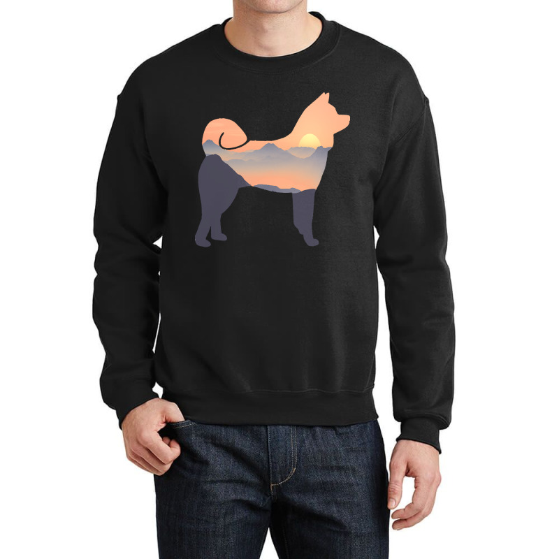 Akita Akita Dog Silhouette Sun Mountain Akita Inu Gift Crewneck Sweatshirt | Artistshot