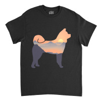 Akita Akita Dog Silhouette Sun Mountain Akita Inu Gift Classic T-shirt | Artistshot