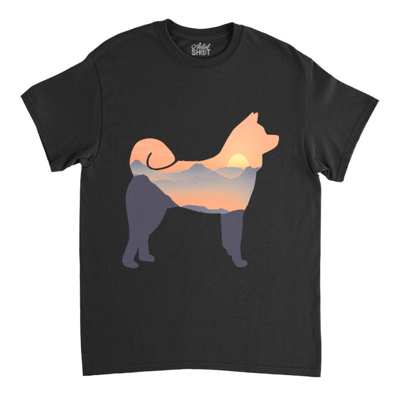 Akita Akita Dog Silhouette Sun Mountain Akita Inu Gift Classic T-shirt | Artistshot