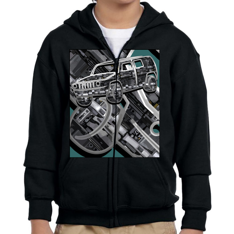 Super Cool Offroad Truck Youth Zipper Hoodie | Artistshot