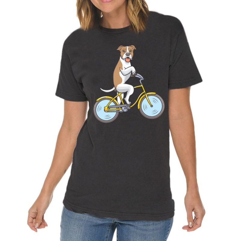 American Staffordshire American Staffordshire Dog With Bike Vintage T-shirt | Artistshot