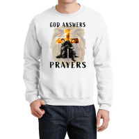 God Answers Prayers Warrior Men Christian Cross Lion Graphic Crewneck Sweatshirt | Artistshot