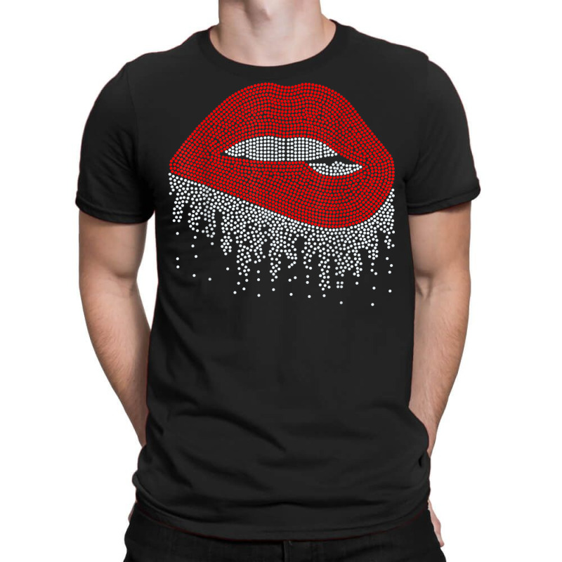 Dripping Lips Bling Rhinestone Woman Girl Birthday T-Shirt by Deluxe | Artistshot