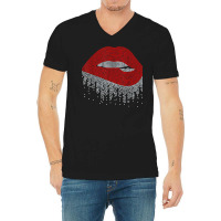 Dripping Lips Bling Rhinestone Woman Girl Birthday V-neck Tee | Artistshot