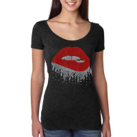 Dripping Lips Bling Rhinestone Woman Girl Birthday Women's Triblend Scoop T-shirt | Artistshot