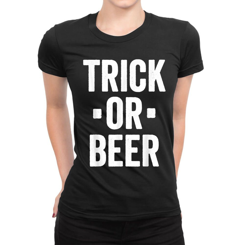 Trick Or Beer Trick Or Treat Halloween Costume Ladies Fitted T-Shirt by cm-arts | Artistshot