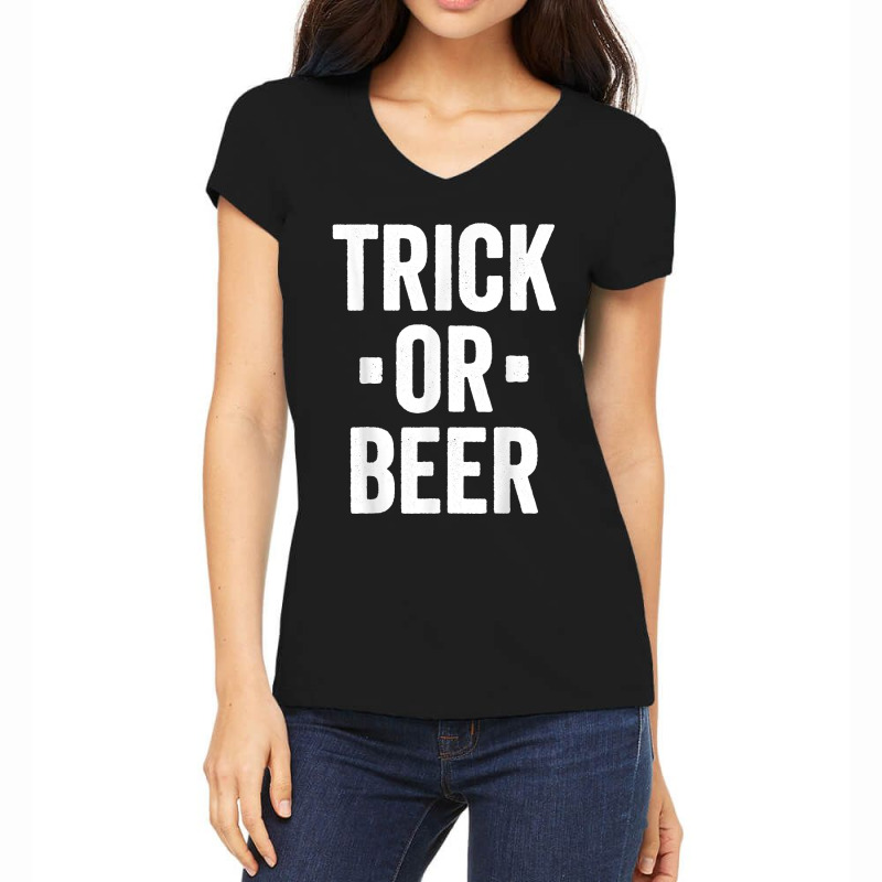 Trick Or Beer Trick Or Treat Halloween Costume Women's V-Neck T-Shirt by cm-arts | Artistshot