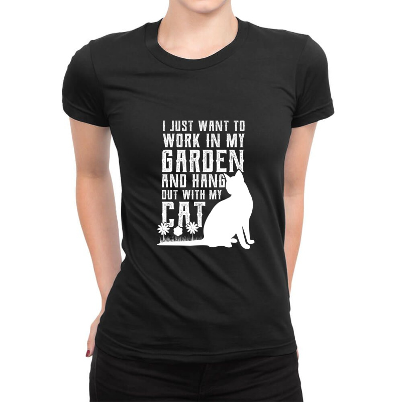 Just Want To Work In My Garden And Hang Out With Cat Ladies Fitted T-Shirt by LornaHicks | Artistshot