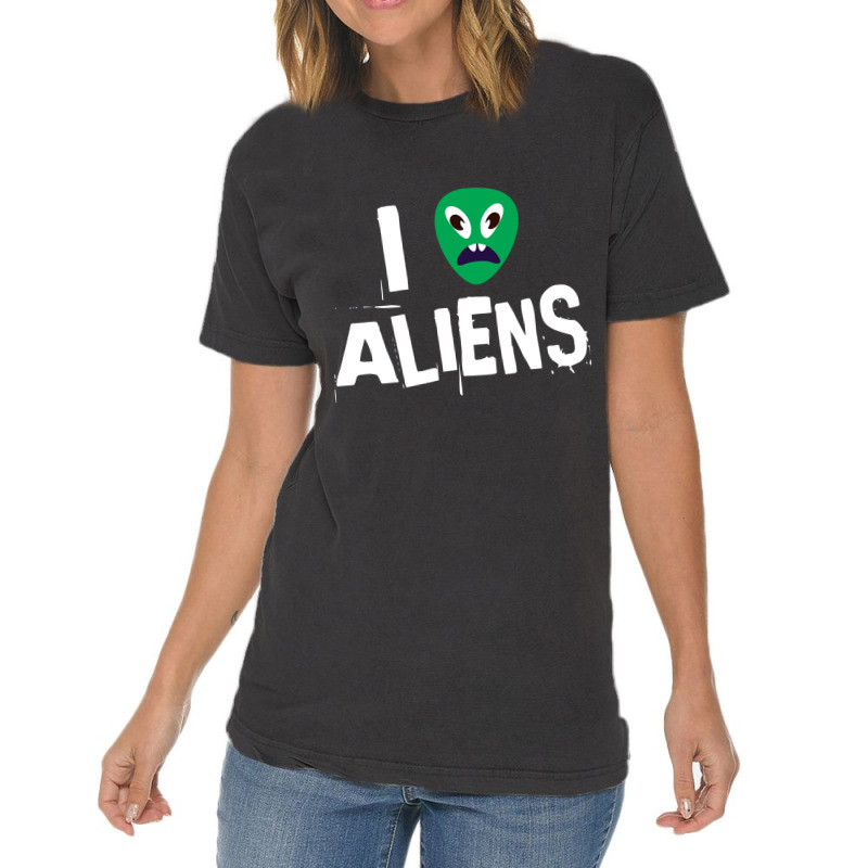 I Love Aliens Heart Face Alien Vintage T-Shirt by Adcock Salmon | Artistshot