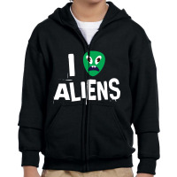 I Love Aliens Heart Face Alien Youth Zipper Hoodie | Artistshot