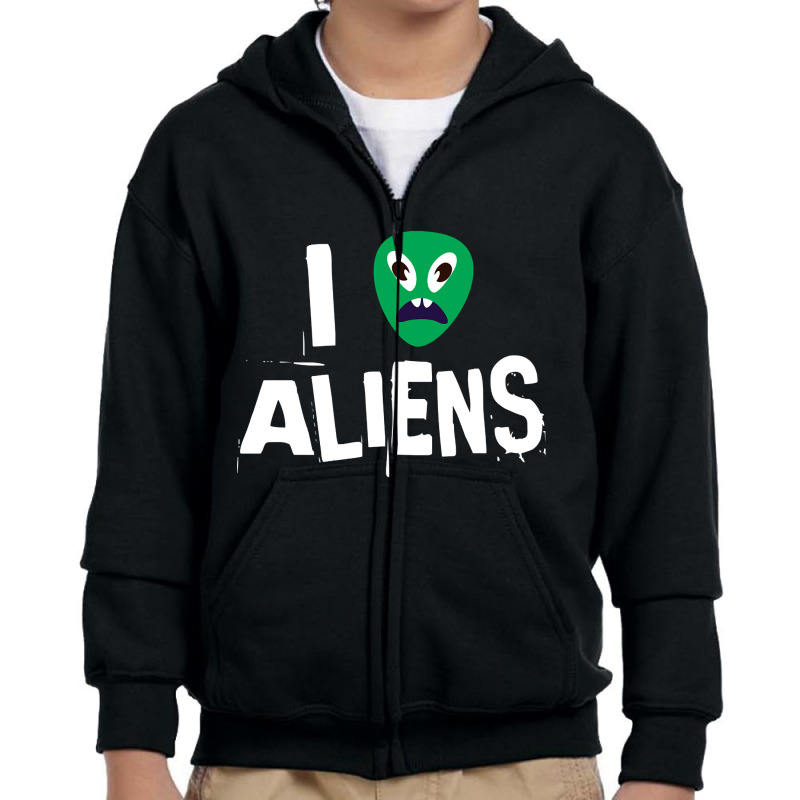 I Love Aliens Heart Face Alien Youth Zipper Hoodie by Adcock Salmon | Artistshot