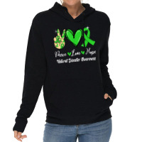 Natural Disasters Awareness Peace Love Hope Green Ribbon T Shirt Lightweight Hoodie | Artistshot