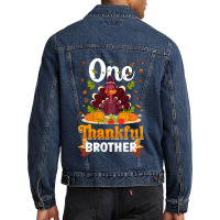 Thanksgiving Turkey Thanksgiving Day November 24 One Thankful Brother Men Denim Jacket | Artistshot