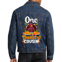 Thanksgiving Turkey Thanksgiving Day November 24 One Thankful Cousin Men Denim Jacket | Artistshot