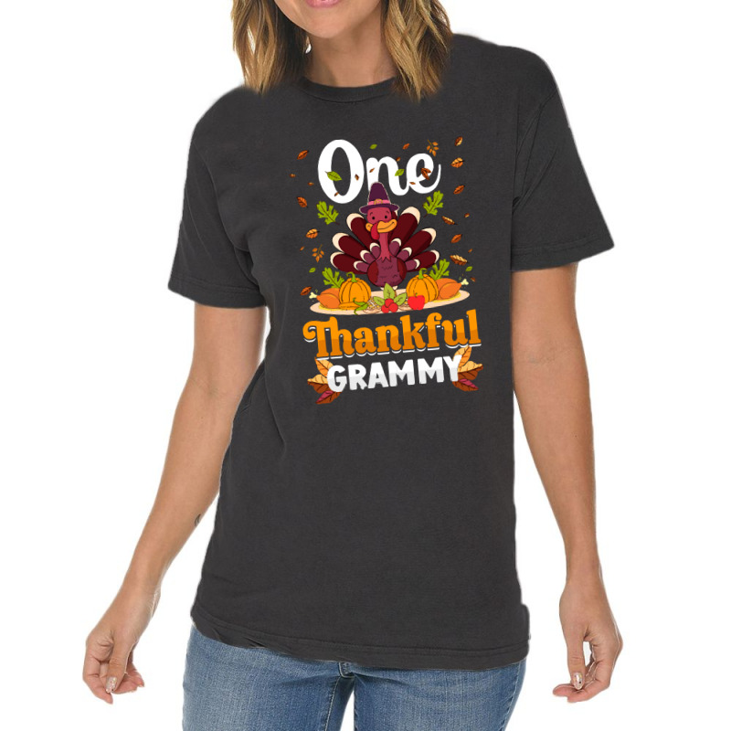 Thanksgiving Turkey Thanksgiving Day November 24 One Thankful Grammy Vintage T-shirt | Artistshot