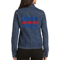 Womens Vote John Lewis Quote Like Never Voted Before V-neck Ladies Denim Jacket | Artistshot