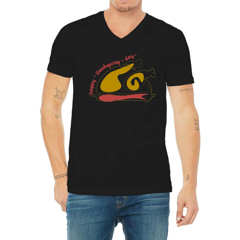 Thanksgiving Turkey Thanksgiving Turkey Lettering Happy Thanksgiving D V-neck Tee | Artistshot