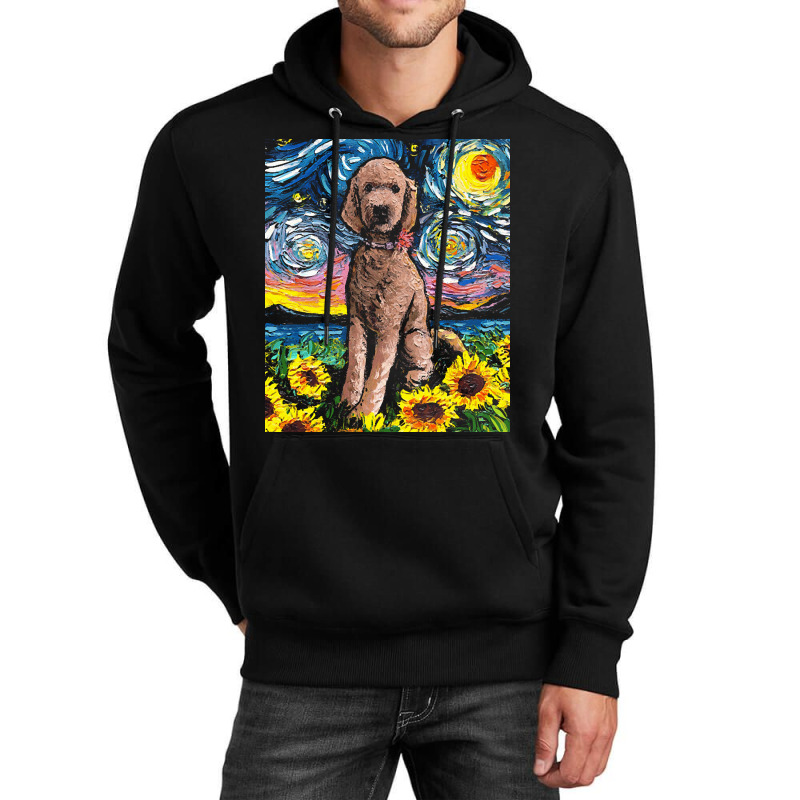 Goldendoodle T  Shirt Brown Goldendoodle Night With Sunflowers T  Shir Unisex Hoodie | Artistshot