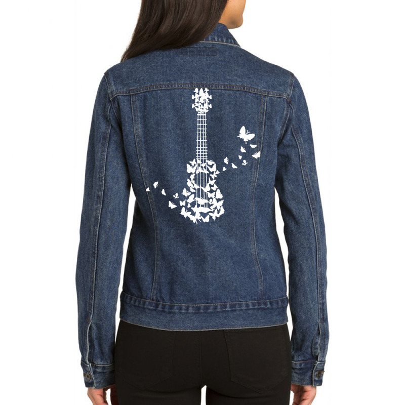 Ukulele Gift T  Shirt A Four String Ukulele Instrument With Beautiful Ladies Denim Jacket by gstamm | Artistshot