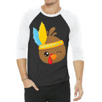 Thanksgiving Turkey Thanksgiving Turkey, Brown Turkey, Feathers 3/4 Sleeve Shirt | Artistshot