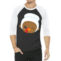 Thanksgiving Turkey Thanksgiving Turkey, Brown Turkey, Pilgrim Bonnet 3/4 Sleeve Shirt | Artistshot