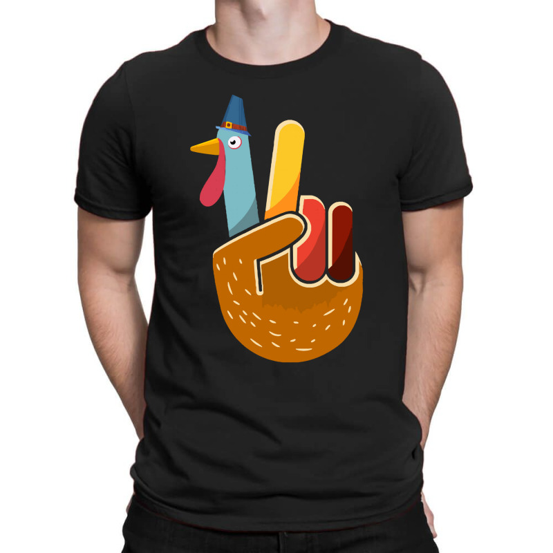 Thanksgiving Turkey Turkey Peace Hand Sign Thanksgiving (1) T-shirt | Artistshot