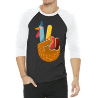 Thanksgiving Turkey Turkey Peace Hand Sign Thanksgiving (1) 3/4 Sleeve Shirt | Artistshot