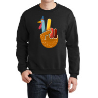 Thanksgiving Turkey Turkey Peace Hand Sign Thanksgiving (1) Crewneck Sweatshirt | Artistshot