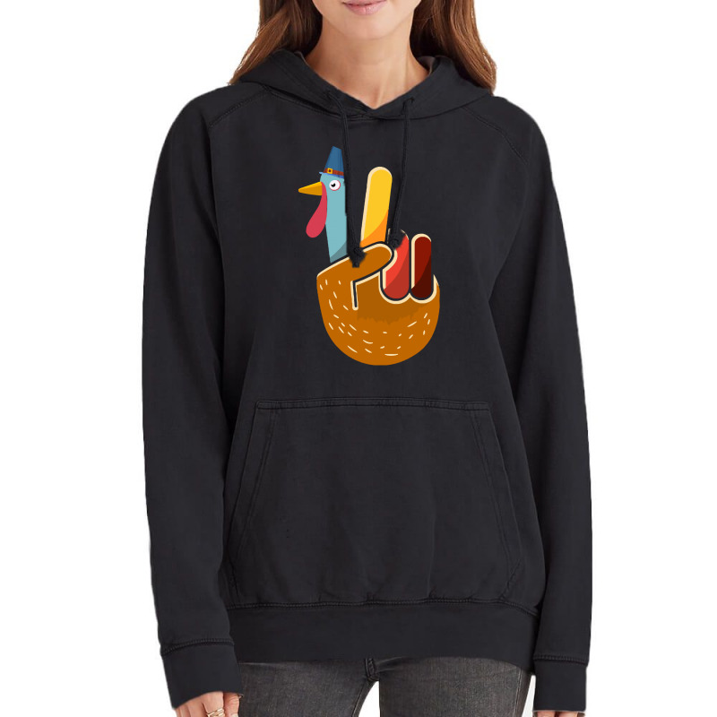 Thanksgiving Turkey Turkey Peace Hand Sign Thanksgiving (1) Vintage Hoodie | Artistshot