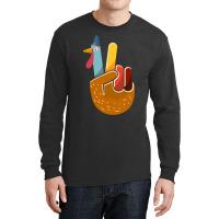 Thanksgiving Turkey Turkey Peace Hand Sign Thanksgiving Long Sleeve Shirts | Artistshot