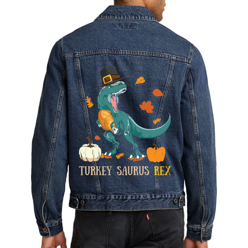 Thanksgiving Turkey Turkey- Saurus Rex Men Denim Jacket | Artistshot