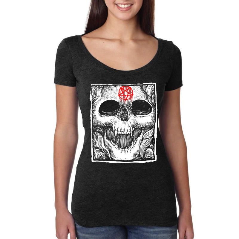 Skull Pentagram Fatality Pentagram Demon By Kraftd Women's Triblend Scoop T-shirt by Quick Scully | Artistshot