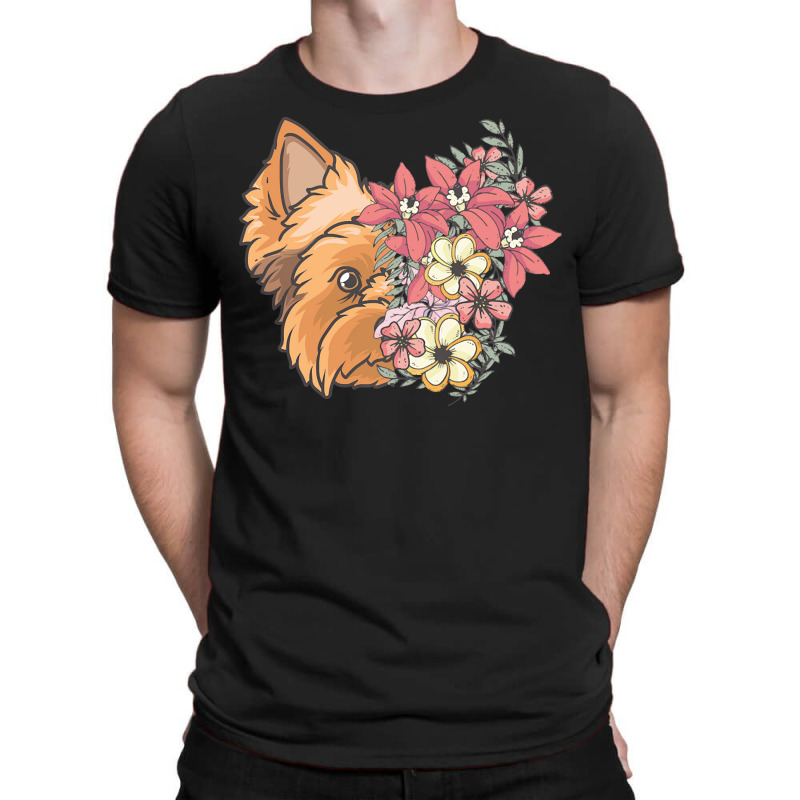 Yorkie T  Shirt Yorkshire Terrier With Flowers T  Shirt T-Shirt by gstamm | Artistshot