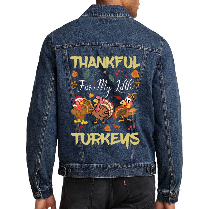 Thanksgiving Turkeythankful For My Littel Men Denim Jacket | Artistshot