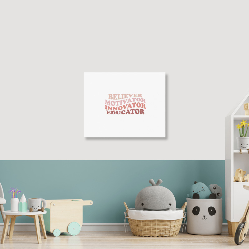 Believer Motivator Innovator Educator Retro Teacher Life Landscape Canvas Print | Artistshot