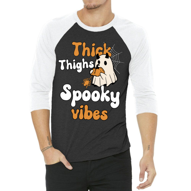 Thick Thighs Spooky Vibes Thick Thighs Spooky Vibes - Retro Groovy Vin 3/4 Sleeve Shirt | Artistshot