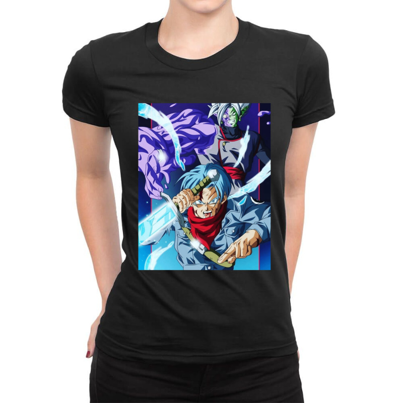 Trunks Vs Zamasu 1 Ladies Fitted T-Shirt by PierceKnight | Artistshot