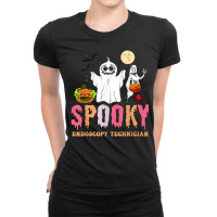 Groovy Ghost Spooky Endoscopy Technician Halloween Costumes Ladies Fitted T-shirt | Artistshot