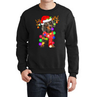 Dachshund Christmas Dachshund Dog Santa Hat Christmas Lights Happy Hol Crewneck Sweatshirt | Artistshot