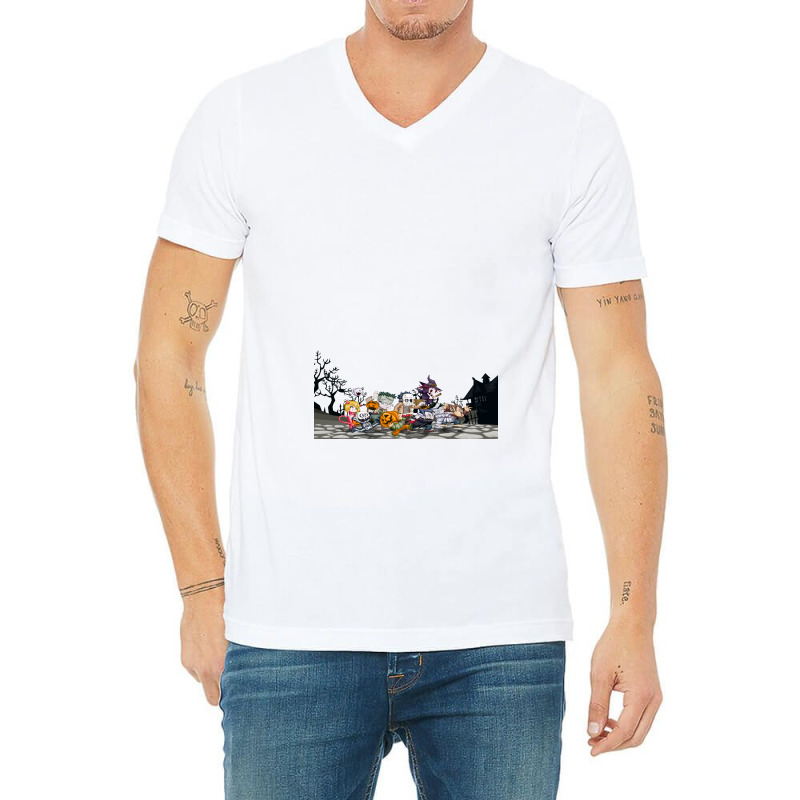 Halloween Poster Halloween Background 493214024b0b862adc745a483716e786 V-neck Tee | Artistshot