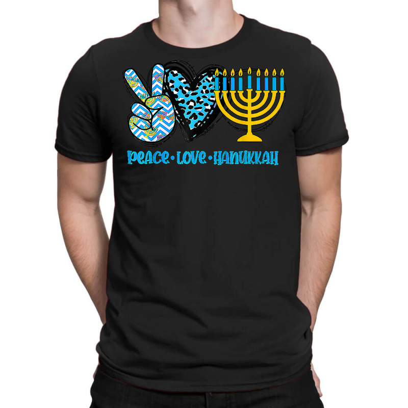 Peace Love Hanukkah Leopard Hanukkah Menorah Jewish T-shirt | Artistshot