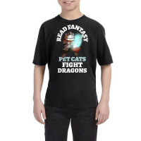 Read Fantasy Pet Cats Fight Dragons Knight Fun Reading Youth Tee | Artistshot