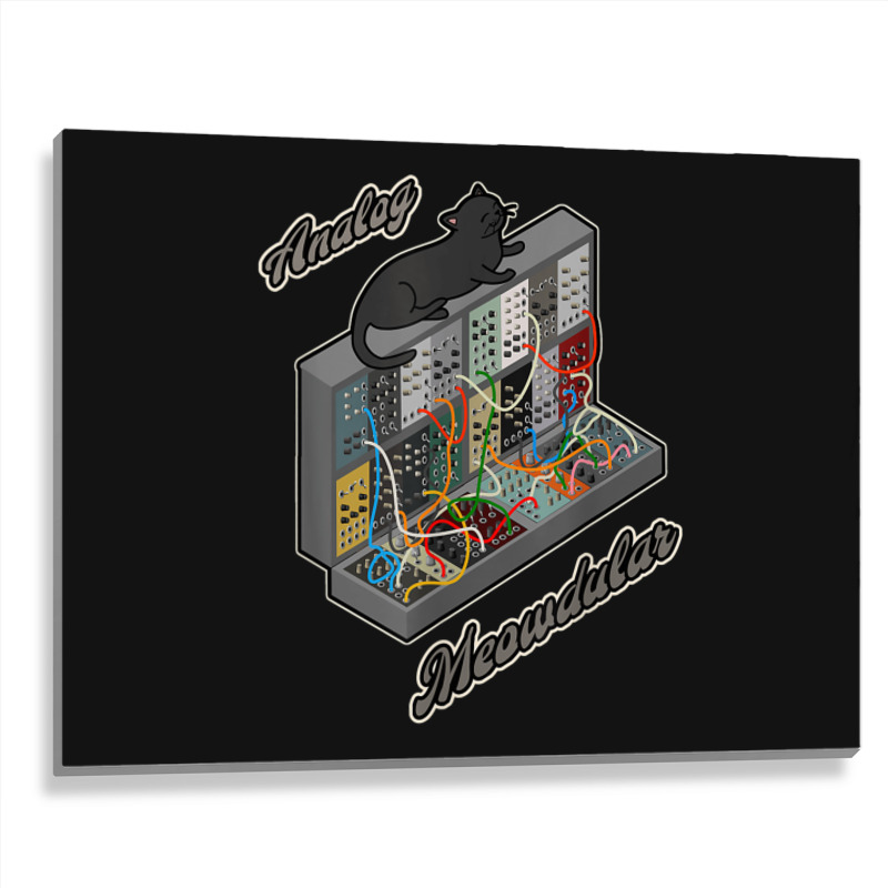 Cat On Analog Modular Synth Funny Synthesizer Metal Print Horizontal | Artistshot