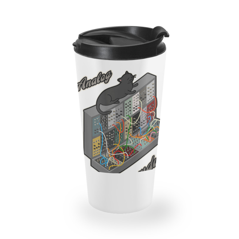 Cat On Analog Modular Synth Funny Synthesizer Travel Mug | Artistshot